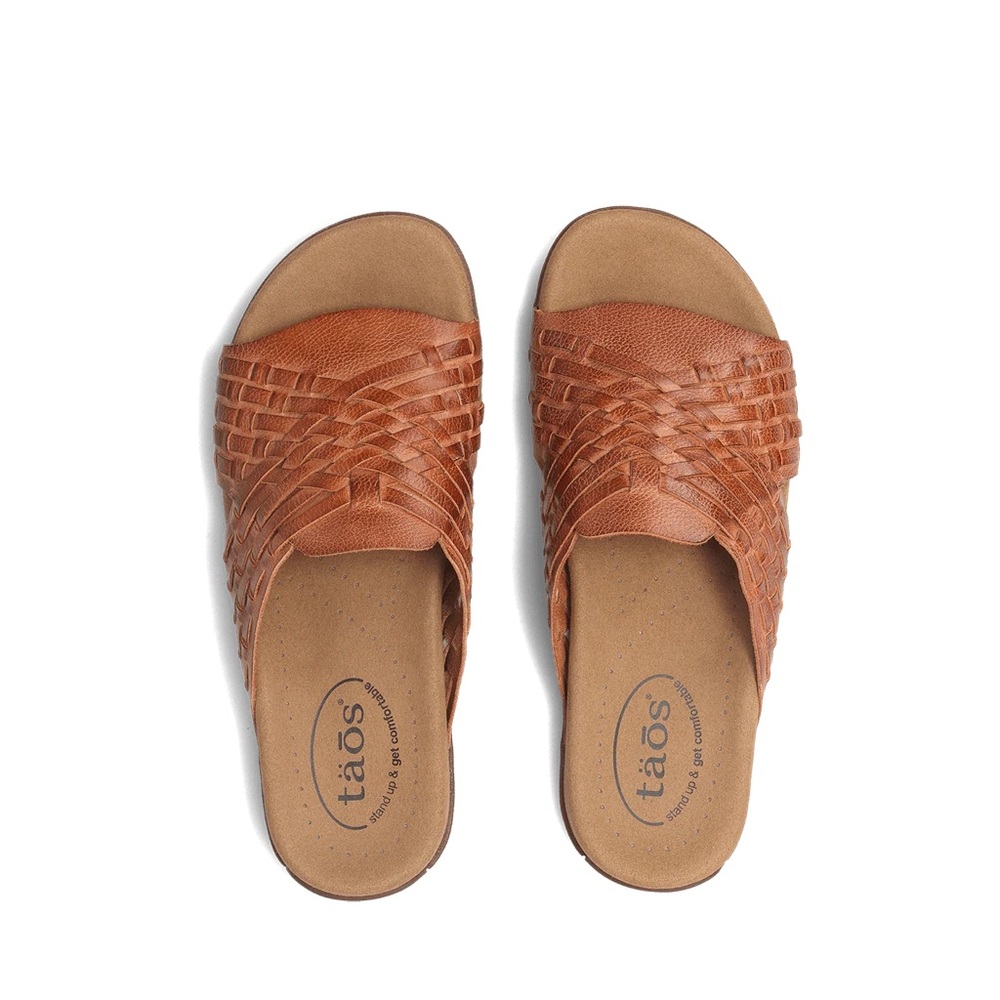 Taos Footware Guru Brown Woven Leather Sandals